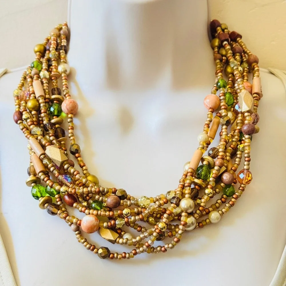 VTG Joan Rivers‎ Crystal Regal Multi Elegant Necklace Gold Layered Signed 19